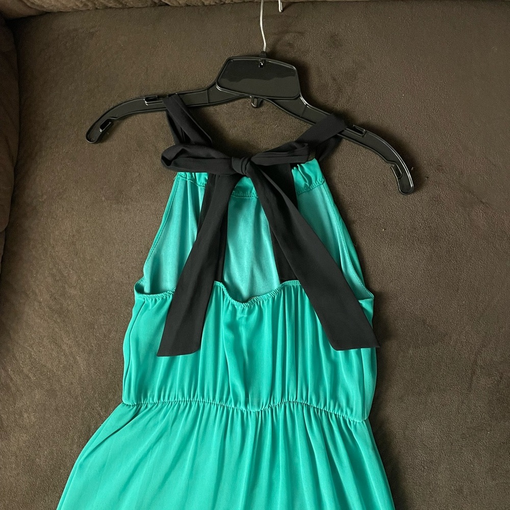 Green boutique halter top tie back maxi dress, size small